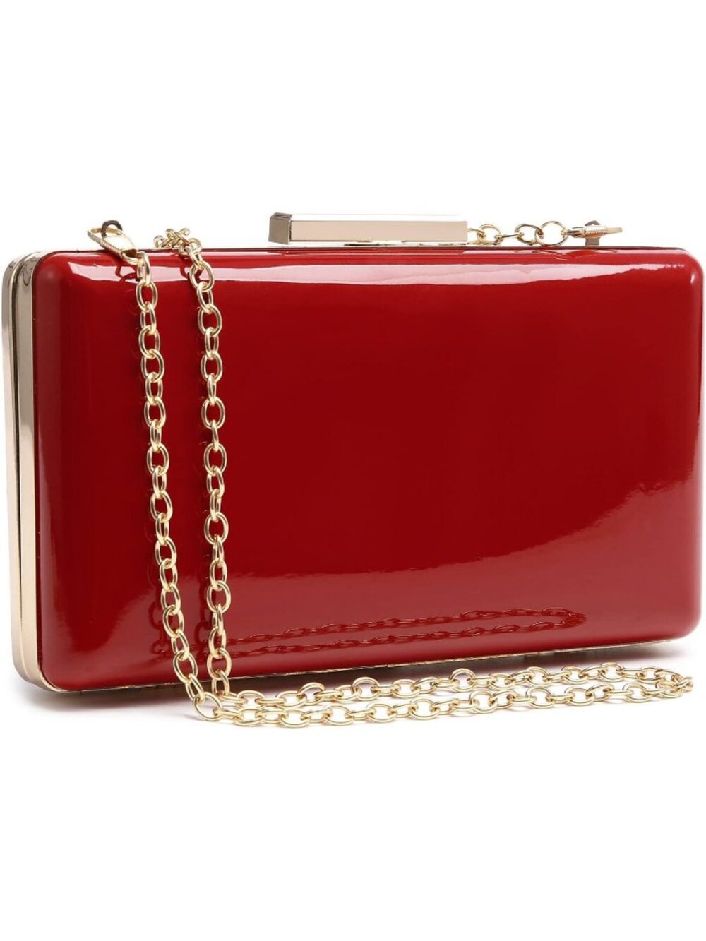 Women's Red Clutch Purse With Chain Strap Detachable Evening Handbag